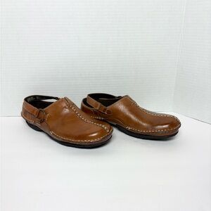 Earth Spirit Creek Sling Mule Clogs Brown Leather Slingback Comfort Shoe Sz 6.5